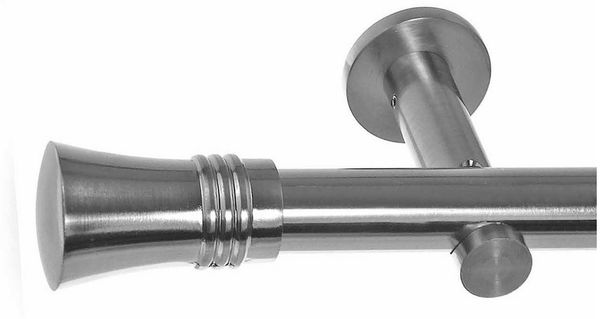 BASIT Gardinenstange Edelstahloptik 20mm mit Wandträgern 120 cm E86, Ø 20 mm, 1-läufig, verschraubt, Metall, H31 120 cm E86 Knauf