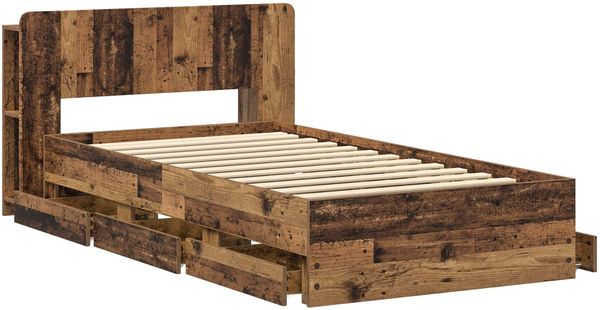 vidaXL Bettgestell mit Stauraum Altholz 80 x 200 cm Holzwerkstoff 3433915 Bild 4