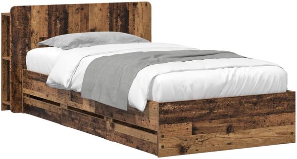 vidaXL Bettgestell mit Stauraum Altholz 80 x 200 cm Holzwerkstoff 3433915 Bild 2