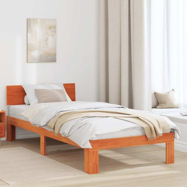 vidaXL Bettrahmen Wachsbraun 100 x 200 cm Massives Kiefernholz 872667