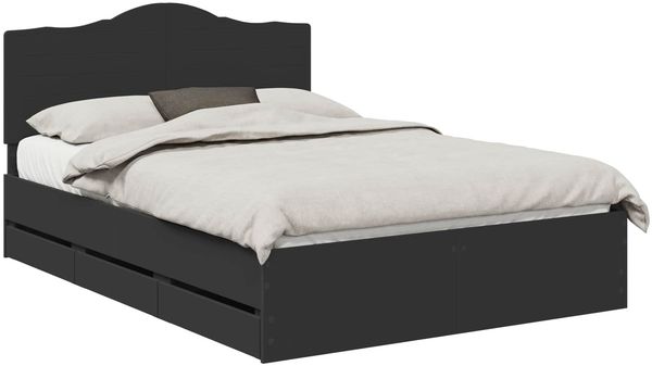 vidaXL Bettrahmen mit Schubladen Schwarz 140 x 190 cm Ingenieurs Holz 3413416 Bild 2