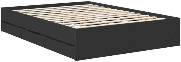 vidaXL Bettrahmen mit Schubladen Schwarz 140 x 190 cm Ingenieurs Holz 3413416 Bild 6
