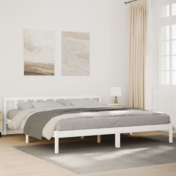 vidaXL Massivholzbett Extra Lang ohne Matratze Weiß 200x220 Kieferholz 852455
