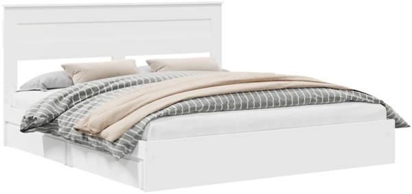 vidaXL Aufbewahrungsbett mit Kopfteil Weiß 180x200 cm Holzwerkstoff 3409893