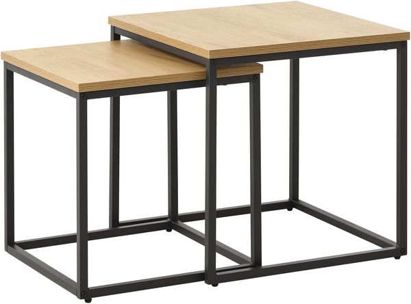 Satztisch >CESURA< (2er Set) Eiche-Dekor, schwarz - 40/45/40 cm und 60/50/60 cm (B/H/T)