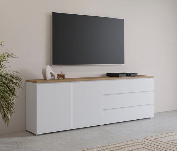 OTTO home Sideboard Modo, Breite 200 cm, moderne grifflose Kommode 2Türen/3 SK, Schubladenkommode mit viel Stauraum, Einlegeböden verstellbar