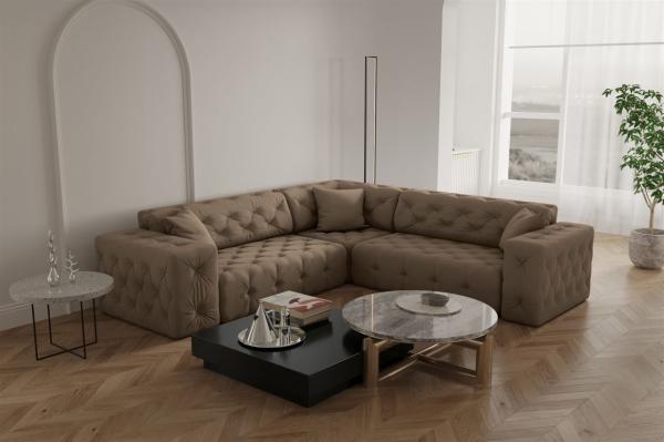 Ecksofa Designersofa CHANTAL in Stoff Opera Velvet Taupe Seite Universal