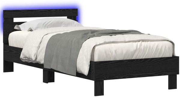 vidaXL Bettgestell mit LED Schwarze Eiche 80x200 cm Holzwerkstoff 8008999