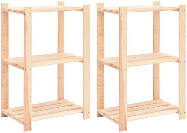vidaXL Lagerregale 3 Böden 2 Stk. 60x38x90cm Massivholz Kiefer 150kg 3051121