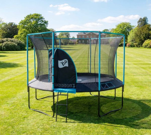 TP Toys Trampolin 'Genius 12' | inkl. Sicherheitsnetz | Schwarz/blau | 365 x 365 x 269 cm