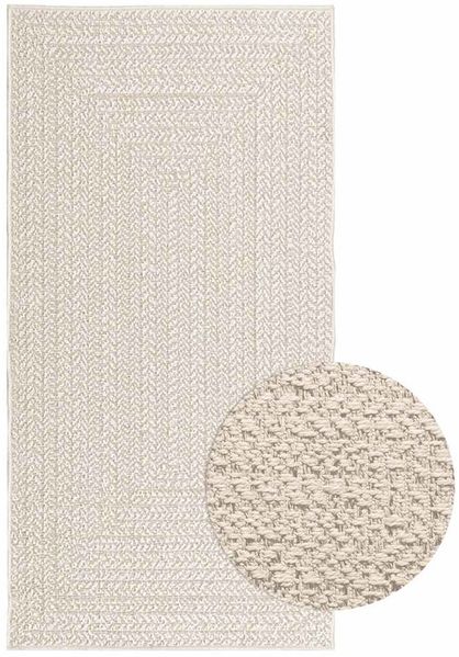 vidaXL Teppich ZIZUR Creme 80x150 cm Jute-Optik Indoor und Outdoor 4010359