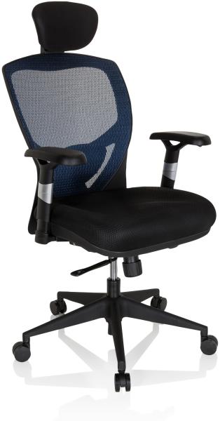 hjh OFFICE High End Bürostuhl VENUS BASE Stoff Blau/Schwarz