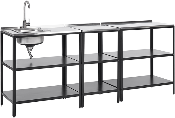 Outdoor-Küche 3er Set mit Spüle VILAMA Metall Schwarz