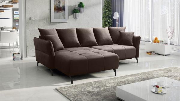 Ecksofa Schlafsofa Sofa SADIE Stoff Element Braun Ottomane Links