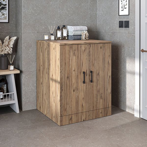Roomart Waschmaschinenschrank - SERIE ATLANTIC-II- 70 cm breit – Badezimmer Waschmaschinen-Unterschrank – BHT 70×90×69 cm • Eiche