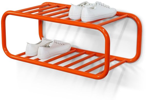 Spinder Retro Schuhregal Stahl, Pure Orange, 70er-Jahre-Stil