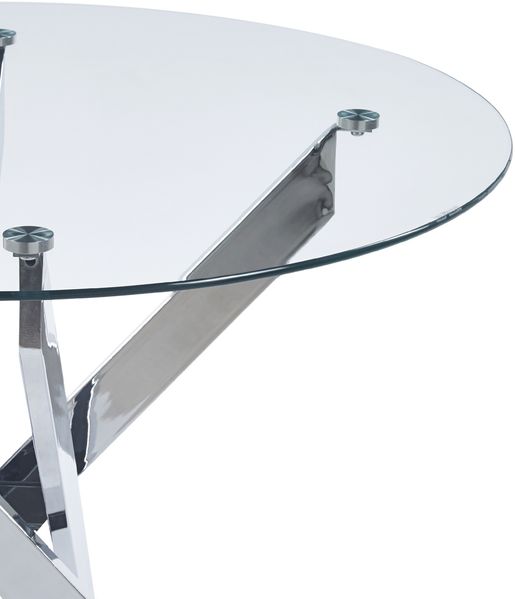 Tisch 80x80x75 cm, runder Esstisch mit Glasplatte und Metallgestell in Silber Bild 4