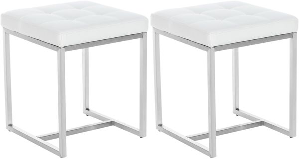 CLP 2er Set Sitzhocker Barci mit Polsterung und Edelstahlgestell,weiß