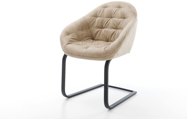 Freischwinger Gaio-Flex Mikrofaser Beige Vintage Freischwinger flach Schwarz