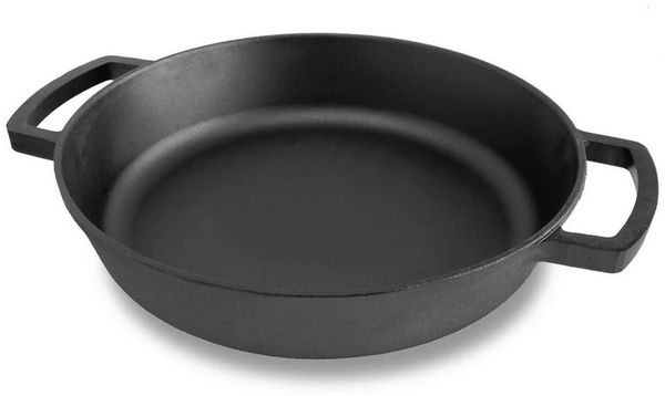 BIG-PAN Servierpfanne Ø36cm Gusseisenfanne Deckel-Bratpfanne Gusseisen, Gusseisen
