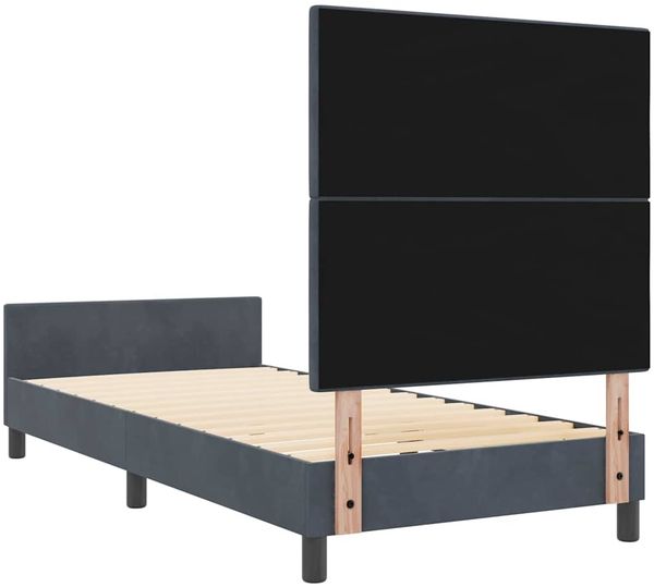 vidaXL Boxspringbett mit Kopfteil Dunkelgrau 90 x 190 cm Samt 3344910 Bild 9