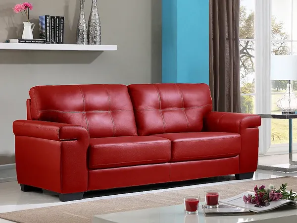 Vente-unique - Ledersofa 3-Sitzer - Rot - HAZEL
