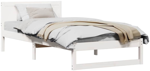 vidaXL Bettrahmen mit Kopfteil Weiß 80 x 200 cm Massives Kiefernholz 873293 Bild 2
