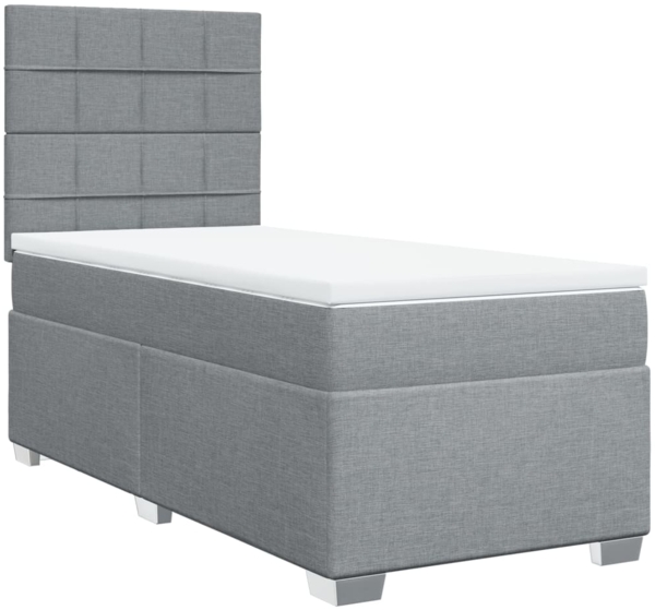 vidaXL Boxspringbett mit Matratze Hellgrau 100x200 cm Stoff 3290399