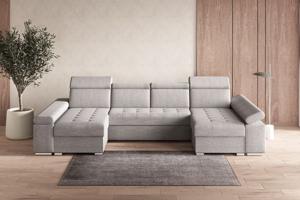 MOEBLO Wohnlandschaft LUKA U, Couch für Wohnzimmer Schlafsofa Sofa verstellbare Kopfstütze U-Form Eckcouch Wohnlandschaft Polsterecke mit Schlaffunktion und Bettkasten, (BxHxT): 330x94x168 cm