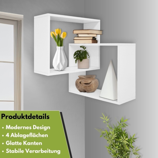 Mein-Regal Eckregal Quadra Wandregal Weiß Bild 3