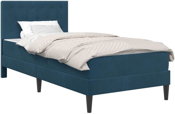 vidaXL Bettgestell mit Matratze mit Kopfteil Blau 90 x 200 cm Samt 3415029 Bild 2