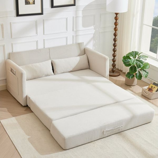 ANYSUN Loungesofa Faltbares Schlafsofa, 2-Sitzer-Couch,das 2-in-1 Klappsofa, Bodensofa-Bett,Cordstoff,mit zwei Lendenkissen, bequemes Cord Bodensofa für Wohnzimmer,Wohnung,kleine Räume