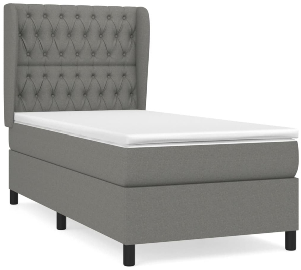 vidaXL Polsterbett mit Matratze Dunkelgrau 100x200 cm Stoff