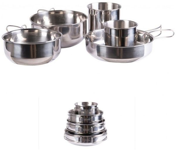 Mil-Tec Topf-Set KOCH-SET ST/STEEL 5-TLG, Edelstahl (Set, 5-tlg)