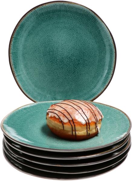 Reactive Glaze Green 6er Set Kuchenteller 6 Personen Grün Mint Frühstücksteller