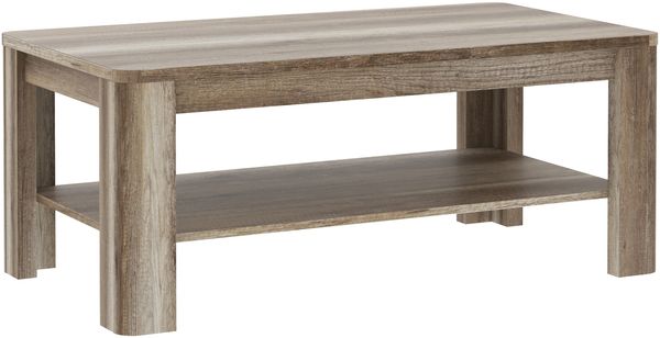 Couchtisch >TIZANO< Ablage, in Eiche Antik Dekor - 110x45x60cm (BxHxT)