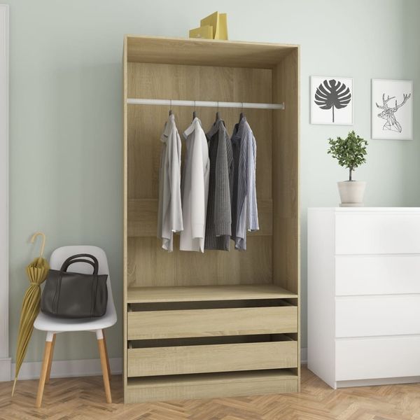 vidaXL Kleiderschrank Sonoma-Eiche 100×50×200 cm Spanplatte [800606]