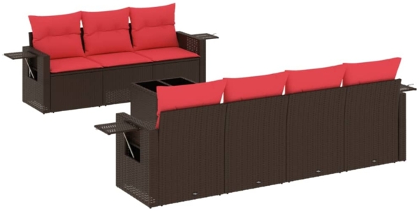 vidaXL 8-teiliges Gartensofa-Set mit Kissen, braun, Polyrattan 3219933
