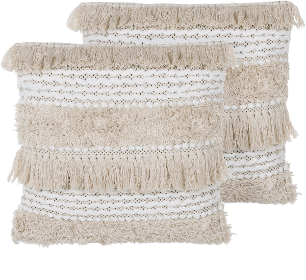 Dekokissen Streifenmuster beige bestickt 45x45 cm 2er Set VILLUR
