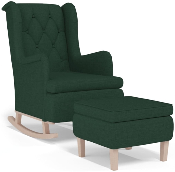 vidaXL Schaukelsessel mit Hocker Dunkelgrün Stoff 3121278