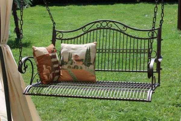 DanDiBo Hängebank Metall Garten 82505 Schaukel mit Ketten 1m Gartenschaukel Baumschaukel Bank Hollywoodschaukel Schaukelbank