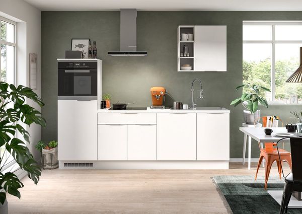 KOCHSTATION Küchenzeile KS-Lulea, Breite 260 cm, ohne E-Geräte, mit 3 cm starker Arbeitsplatte