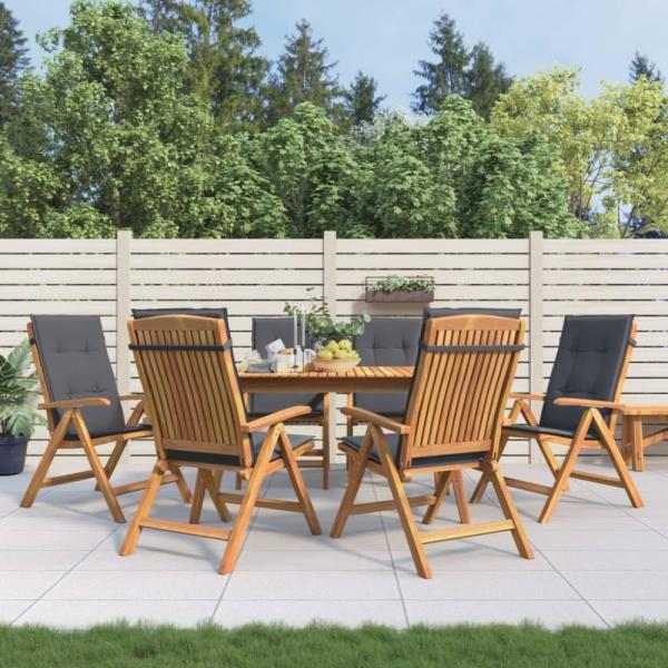 vidaXL Gartenstühle mit Kissen 6 Stk. Massivholz Teak 3196493