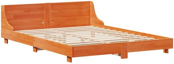 vidaXL Massivholzbett ohne Matratze Wachsbraun 140x200 cm Kiefernholz 3323691 Bild 5