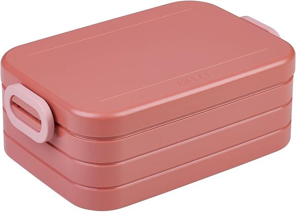 Mepal - Lunchbox Take a Break Midi - Brotdose To Go - Für 2 Sandwiches oder 4 Brotscheiben - Meal Prep Box - Essensbox mit Unterteilung - Spülmaschinenfest - 900 ml - Vivid Mauve
