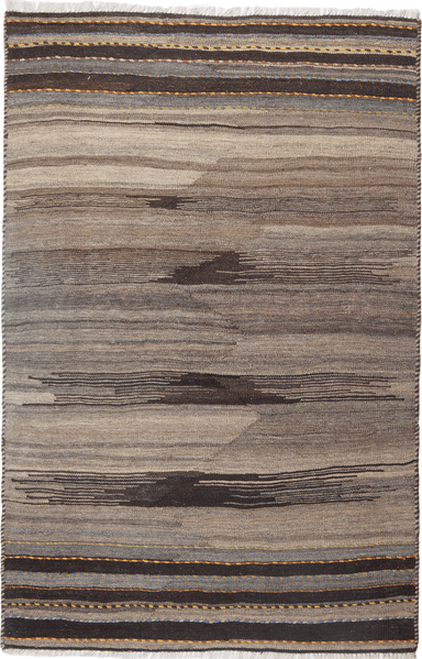 Looma 'Farzin' Kelim Gashgai handgewebt, Schurwolle Beige-Braun, 100x155 cm