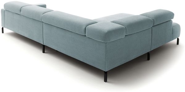 KAWOLA Sofa DELIA Ecksofa XL Cord hellblau Recamiere links 74 x 219 x 312 cm Bild 6