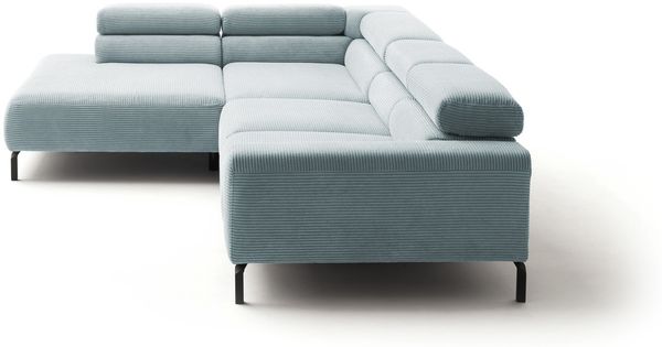 KAWOLA Sofa DELIA Ecksofa XL Cord hellblau Recamiere links 74 x 219 x 312 cm Bild 5