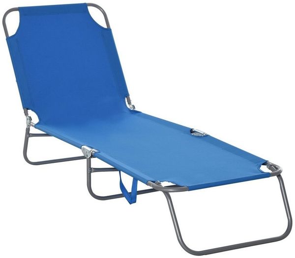 Outsunny Sonnenliege klappbar Gartenliege, Liegestuhl mit 5-Fach verstellbare Rückenlehne, wetterfeste Campingliege, Gartenstuhl bis 120 kg belastbar, für Garten Urlaub Outdoor Strand Pool, Blau