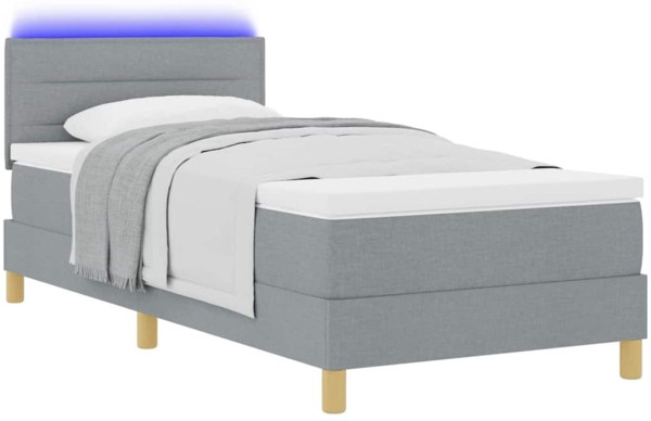 vidaXL LED Boxspringbett mit Matratze Hellgrau 90x190 cm Stoff 3342324 Bild 2